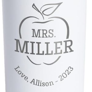 Lifetime Creations Vaso grabado personalizado para profesor con popote (blanco) – Vaso delgado, regalo de agradecimiento para maestros Lifetime Creations Vaso grabado personalizado para profesor con popote (blanco) – Vaso delgado, regalo de agradecimiento para maestros