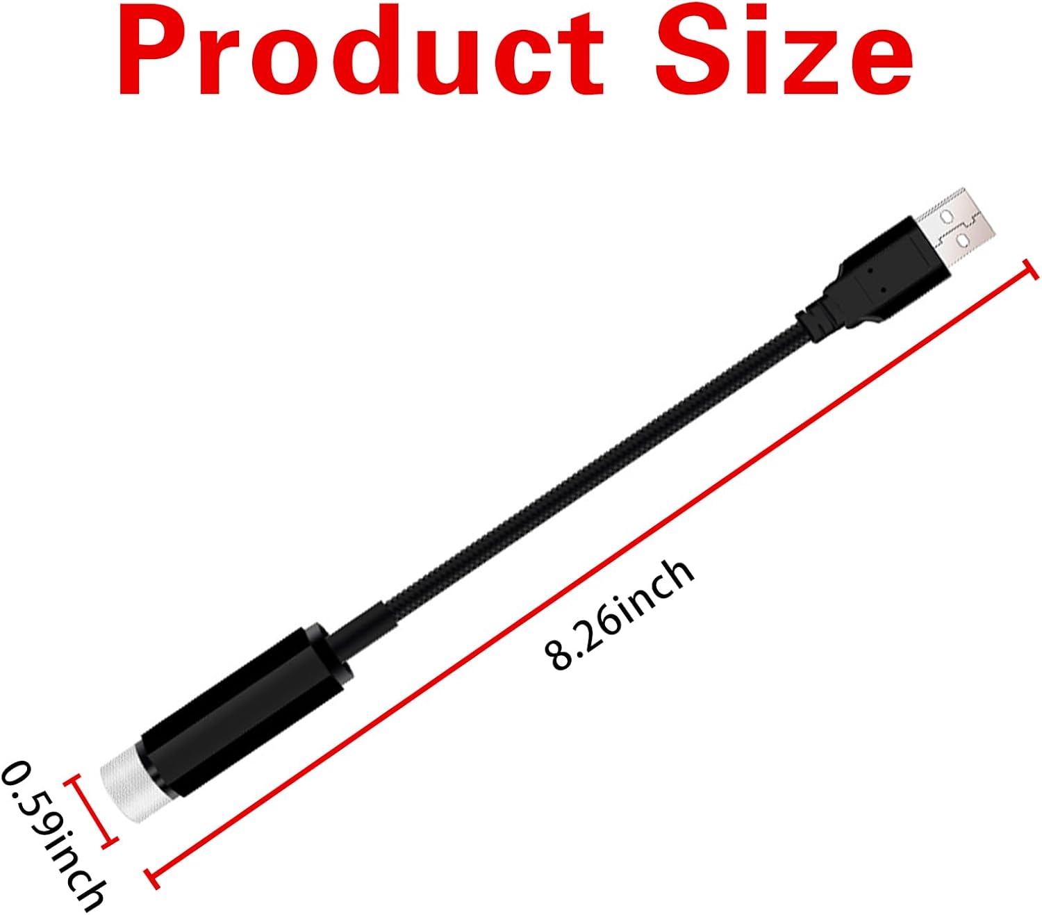 1 luz nocturna de estrella para techo de automóvil, 0.5 x 8.2 pulgadas, romántica lámpara de atmósfera USB de metal, accesorios para decoración,