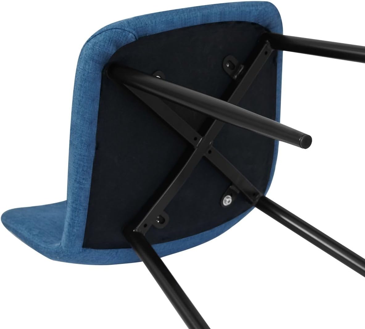 FurnitureR Juego de 4 sillas de comedor de tela para cocina con patas de metal para sala de estar, restaurante, sala de estudio, color azul
