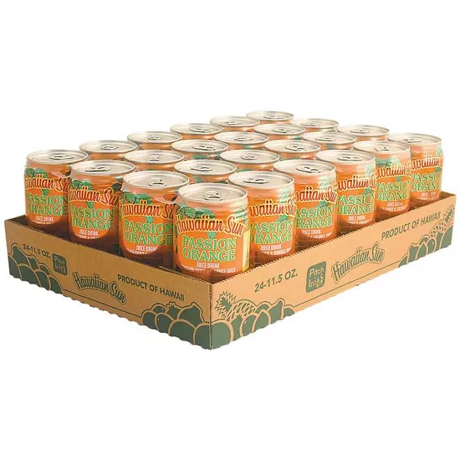 Hawaii Sun – Jugo de frutas tropicales, 11.5 onzas (paquete de 24 latas) (naranja pasión)