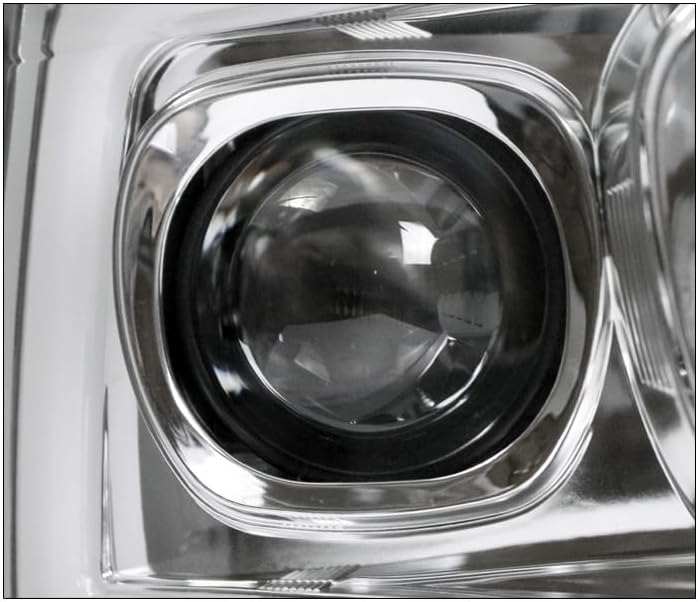 ZMAUTOPARTS Faros delanteros de proyector LED cromados con DRL blanco de 6.25 pulgadas, compatible con Ford F250 F350 F450 Super Duty 1999-2004