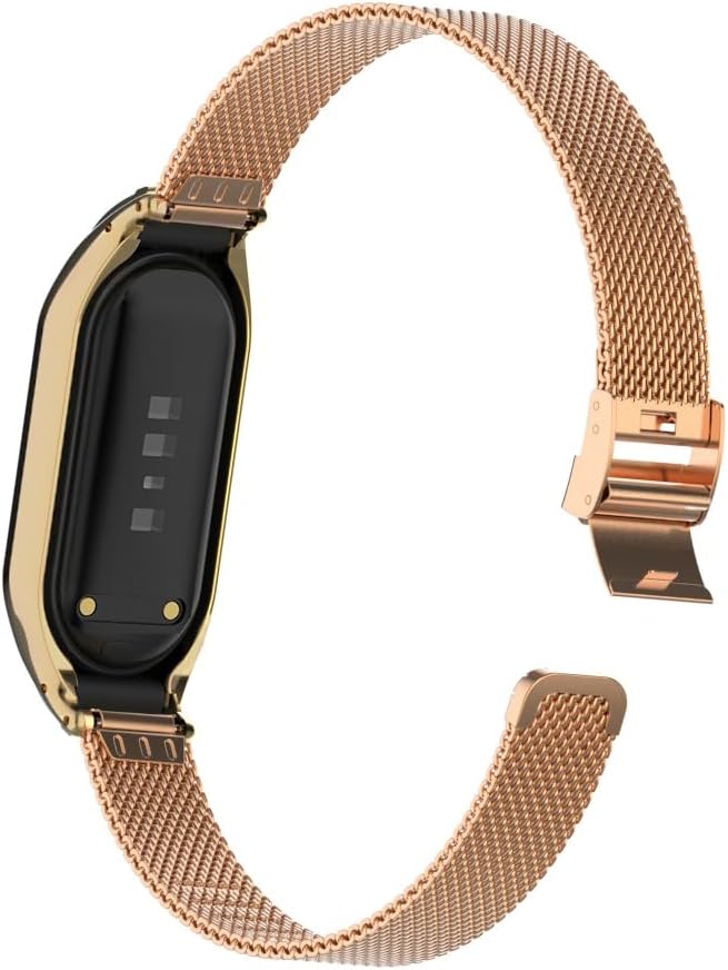Gheper Correa de reloj de metal compatible con Samsung Galaxy Fit2 SM-R220 de acero inoxidable con marco de bisel protector con diseño de malla para