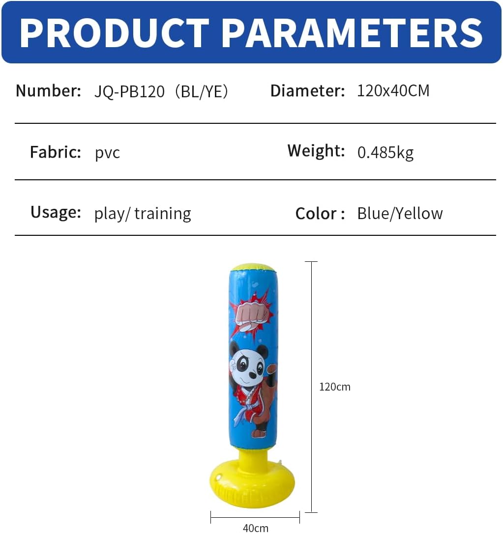 Baiao Punching Bag for Kids, Inflatable Boxing Bag, Kids Punching Bag, for Practicing Karate, Taekwondo, Gifts for Boys & Girls Age 3-12 (47 Height)