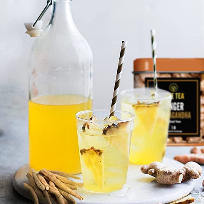 BLUE TEA – Té de hierbas de jengibre Ashwagandha – 30 bolsas de té  Regalo del día de la madre  Té de jengibre – Ashwagandha – Origen indio  Súper