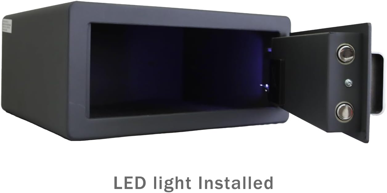 Protex H4-2043ZH-BLACK – Caja fuerte personal con apertura de 3 vías Llave de emergencia, funciona con tarjeta, teclado digital. Luz interior LED,