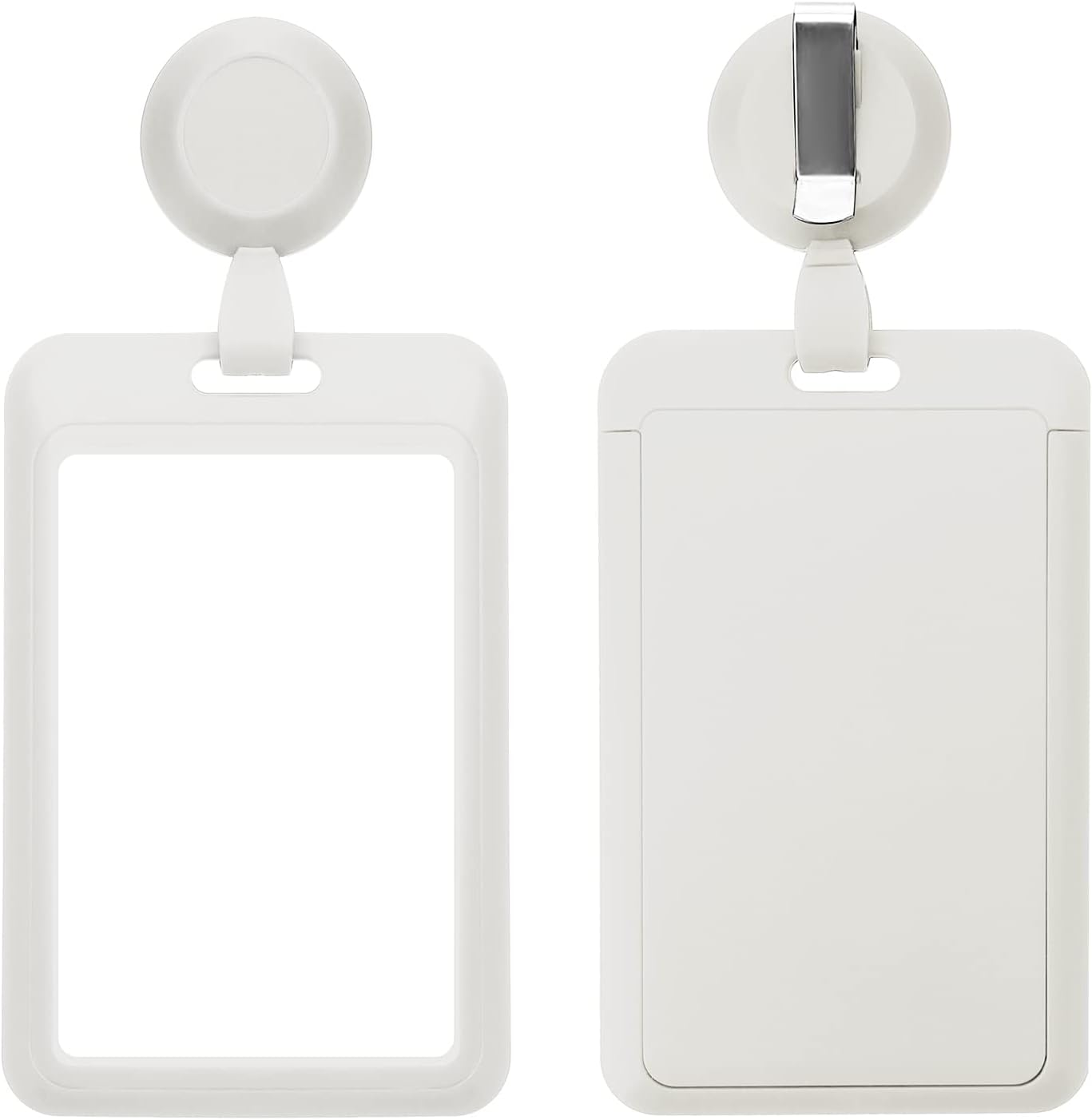 Juego de 2 portatarjetas resistentes con clips retráctiles para carrete de insignias, etiqueta de identificación de trabajo, clip de protector