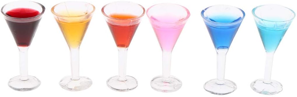 FRECI Juego de 6 vasos de cóctel para casa de muñecas 112, en miniatura, afilado, juego de copas de cóctel, casa de muñecas, accesorios de cocina,