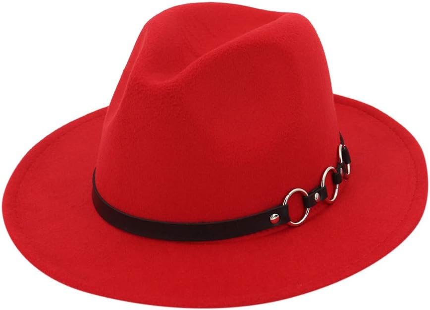 Summer Leisure – Sombrero de fieltro de lana aplastable para mujer, sombrero de Panamá, ala ancha con cinturón para mujeres elegantes, Fedora