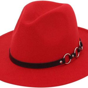 Summer Leisure – Sombrero de fieltro de lana aplastable para mujer, sombrero de Panamá, ala ancha con cinturón para mujeres elegantes, Fedora Summer Leisure – Sombrero de fieltro de lana aplastable para mujer, sombrero de Panamá, ala ancha con cinturón para mujeres elegantes, Fedora