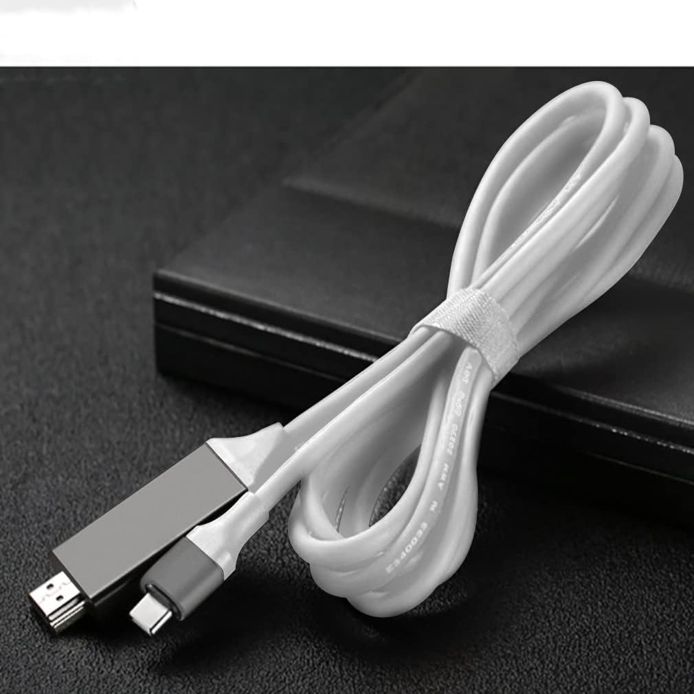 Cable HDMI USB-CPD 4K compatible con Nothing Ear 1 con cable completo de 2160 p30 Hz, 6 pies6.6ft blanco, compatible con Thunderbolt 3