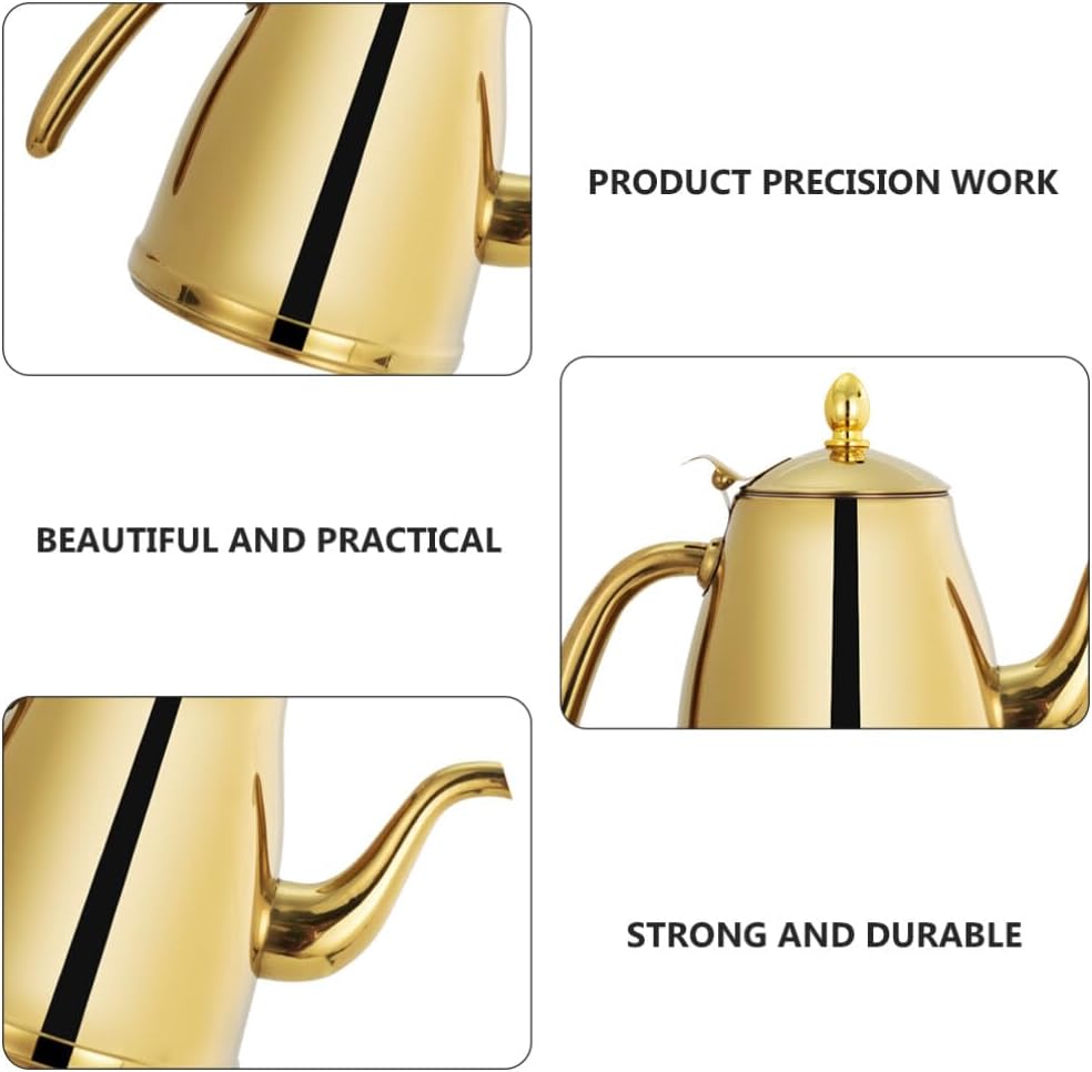 Luxshiny Tetera de acero inoxidable Tetera de cuello de cisne Tetera con tapa de gas Tetera hervida Botella dispensadora de aceite de oliva Botella