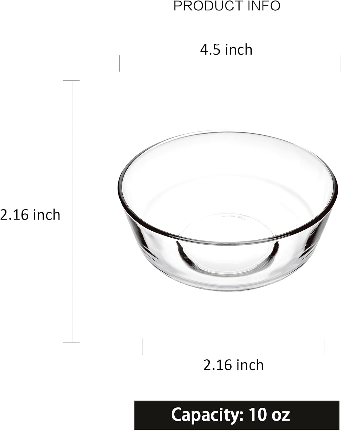 Cuencos pequeños de vidrio, cuencos de vidrio transparente, cuencos para servir postres, dulces, nueces, helado, aperitivos (6 unidades, 10 onzas)