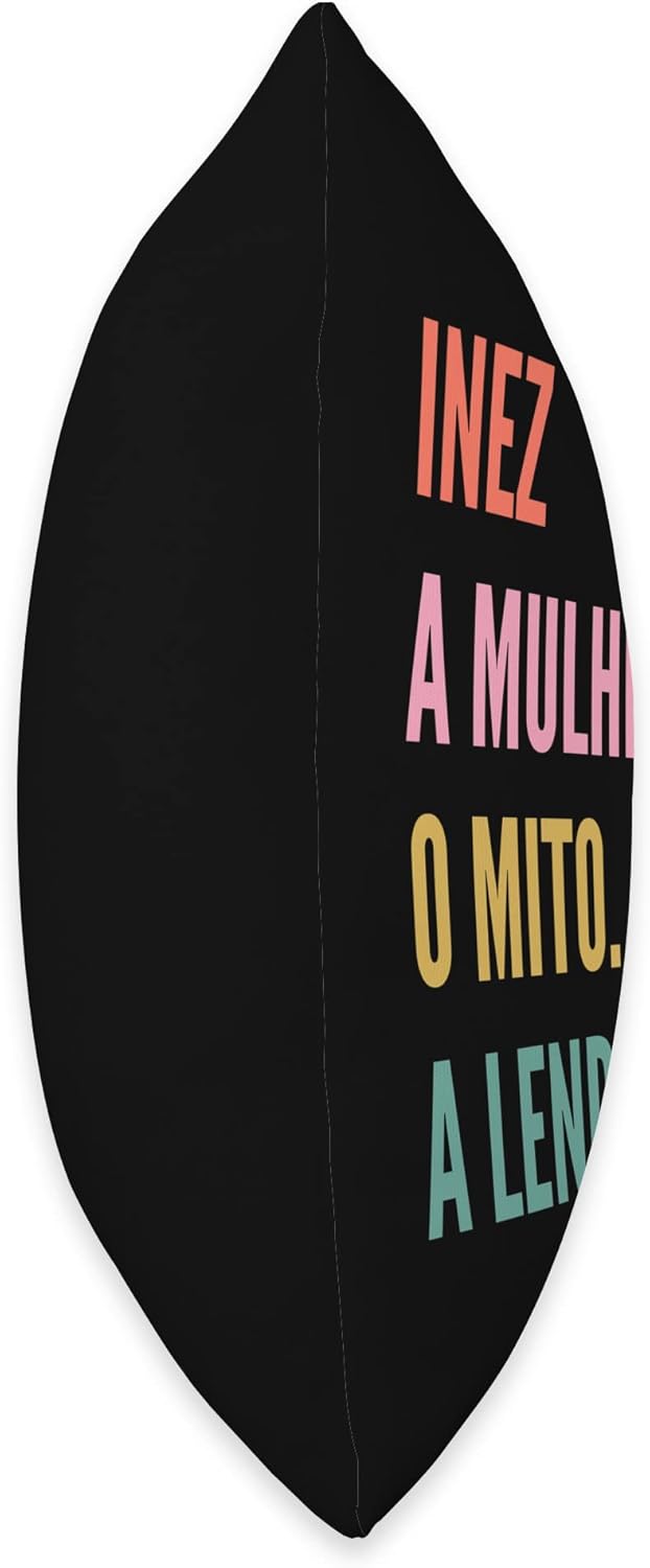 Designs De Nomes Engraçados Para Mulher Funny Portuguese First Name Design-Inez Throw Pillow, 18×18, Multicolor