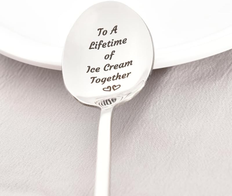Cucharas de helado de regalo para parejas, marido, esposa, aniversario, cumpleaños, regalo de Navidad para novio, novia, para toda una vida de