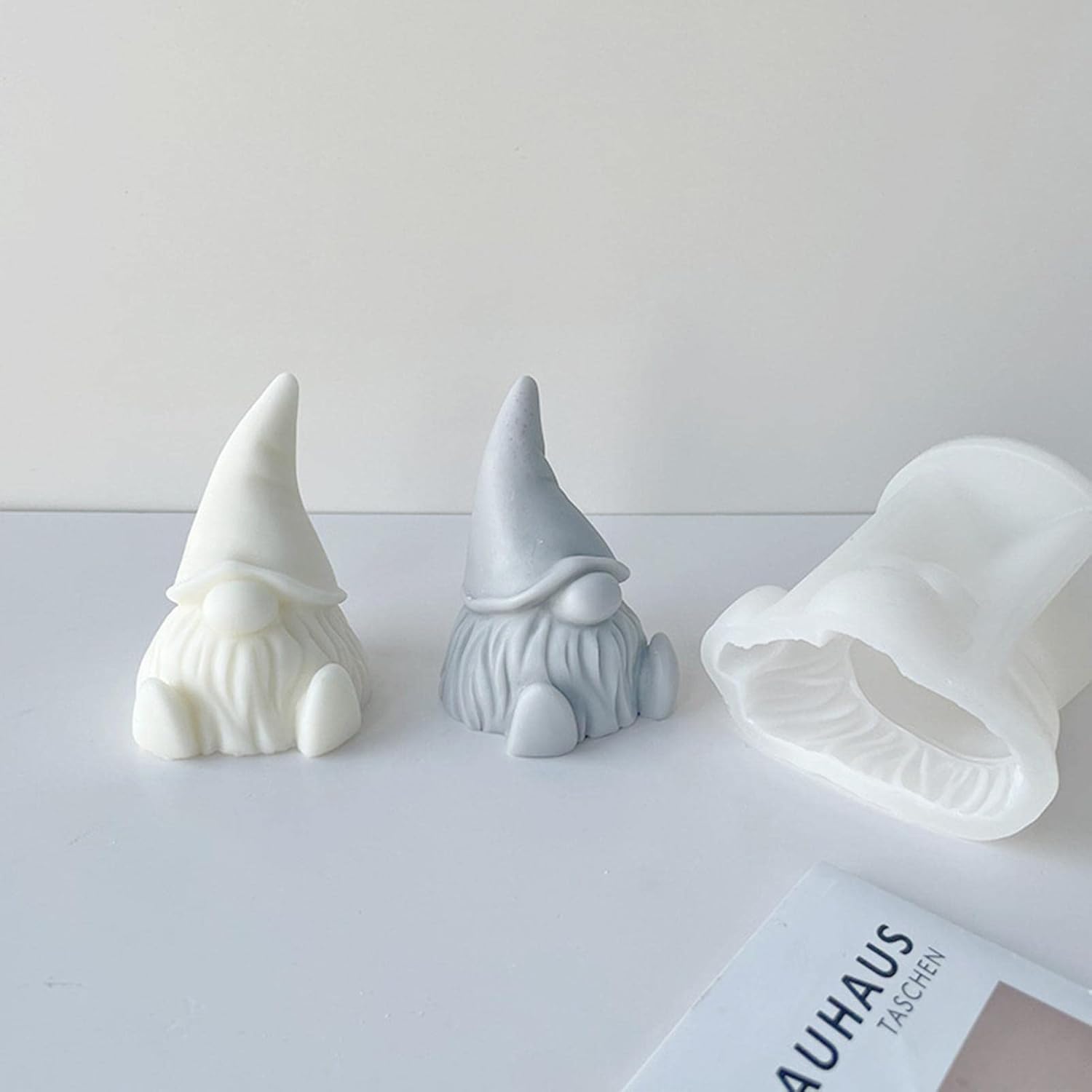 Molde de vela de silicona 3D, lindo molde de fundición de escultura de gnomo de Papá Noel de Navidad, molde de resina hecho a mano, molde de cera