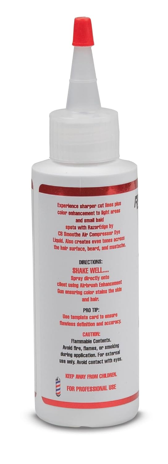 RAZOR EDGE por CB Smoothe-Natural Black Beard and Hair- Mejora de tinte-no-goteo-compresor de aire – Pre mezclado-4 oz.