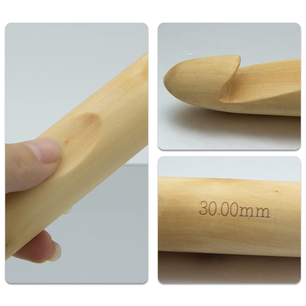4 ganchos de ganchillo de madera natural grande de 1520251.181 in de 4 ganchos de ganchillo de madera utilizados para tejer mantas gruesas y ganchos