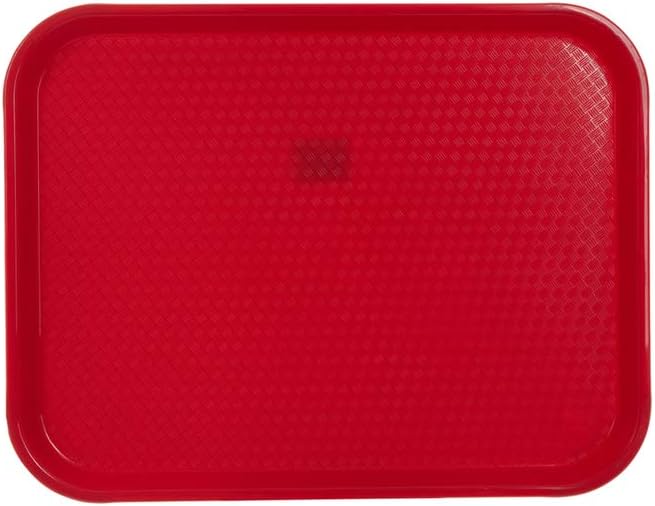 Bandeja de comida rápida de 10 x 14 pulgadas, rectangular, de polipropileno, color rojo, para cafetería, comedor, restaurante, patios de comida