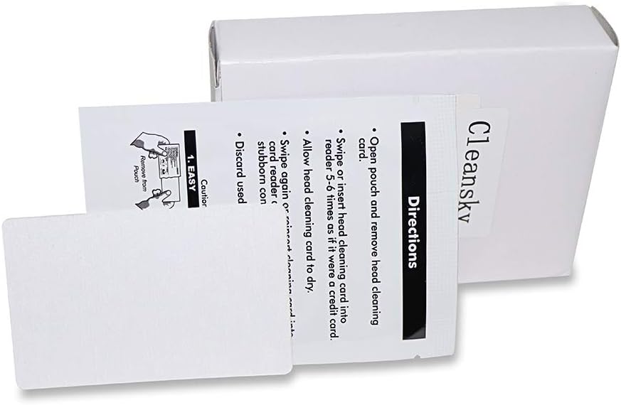 Tarjetas de limpieza CR80, limpiador de lector de tarjetas de doble cara, tarjetas de limpieza de terminales de deslizamiento POS CK-CR80 (25 piezas)