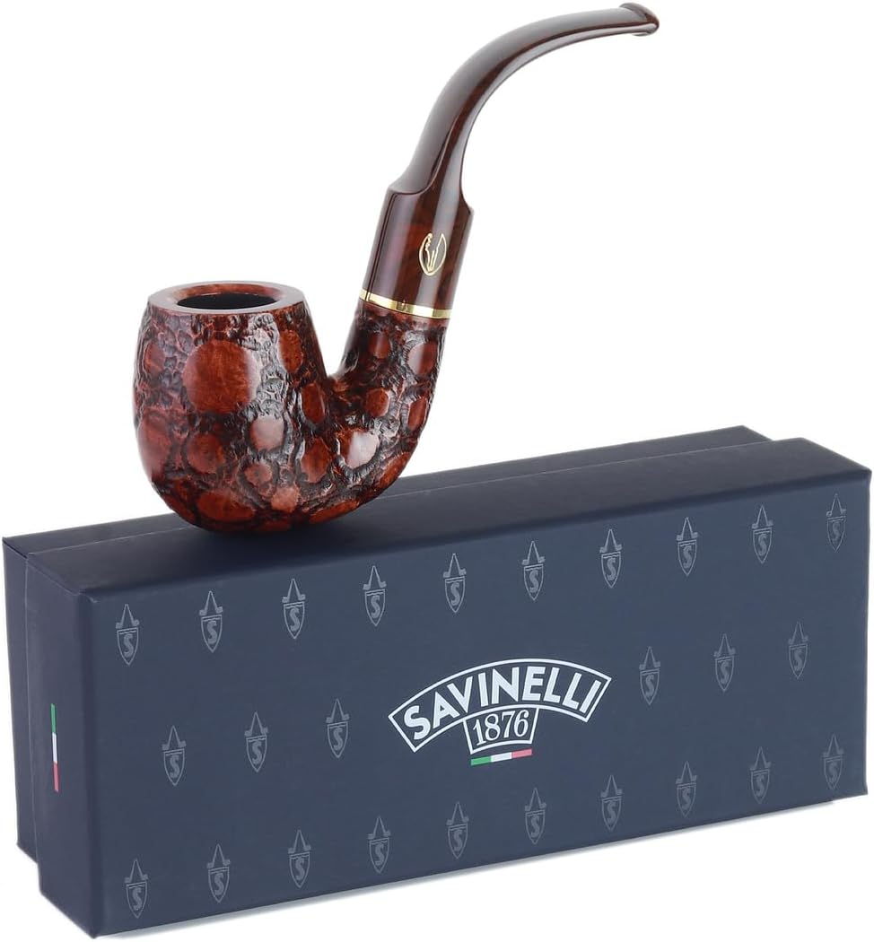 Alligator Savinelli Pipe – Pipa de tabaco de brezo, pipa artesanal italiana, pipa de tabaco hecha a mano, pequeñas pipas de tabaco de madera ligeras