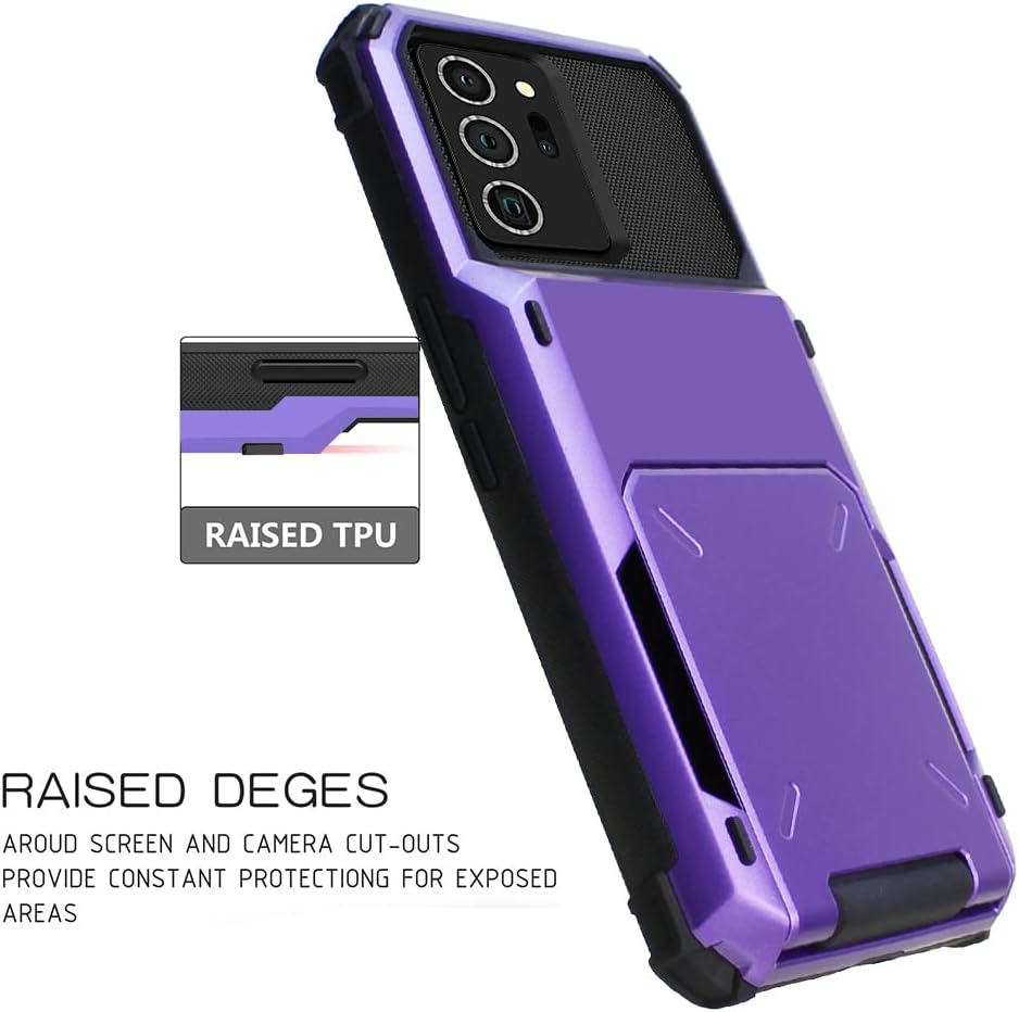 Funda tipo cartera para Galaxy Note 20 Ultra con ranura para identificación, resistente a los arañazos, de doble capa, carcasa de goma de