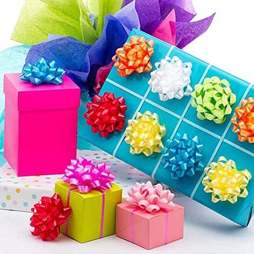 Arcos de confeti rojo, lazos de regalo de estrellas, lazos coloridos de 2-34 pulgadas (paquete de 20)