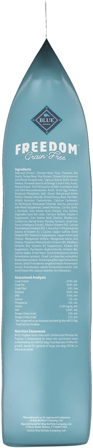 Blue Buffalo Freedom – Alimento seco natural para cachorros, sin granos, pollo, 11 libras