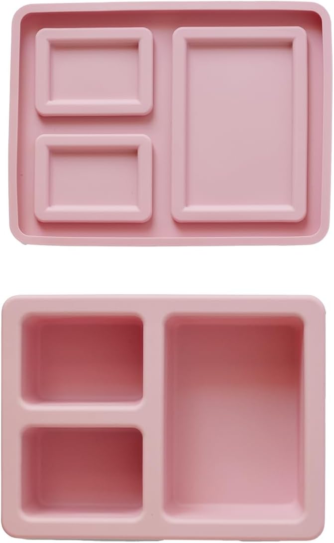 Austin Baby Co – Lonchera Bento a prueba de fugas, contenedor de silicona con 3 compartimentos a prueba de fugas, apta para lavavajillas y sin BPA