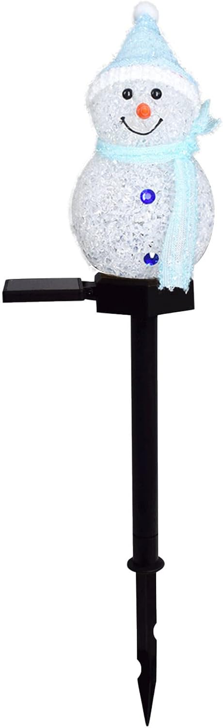 Luces solares de muñeco de nieve de 17.3 pulgadas, decoración de Navidad, luces solares LED de jardín, luces solares multicolor de estaca de