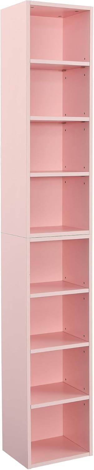 Gabinete de almacenamiento alto y estrecho, estantería abierta para oficina en casa, estantería multifuncional de dos pisos, estante de torre