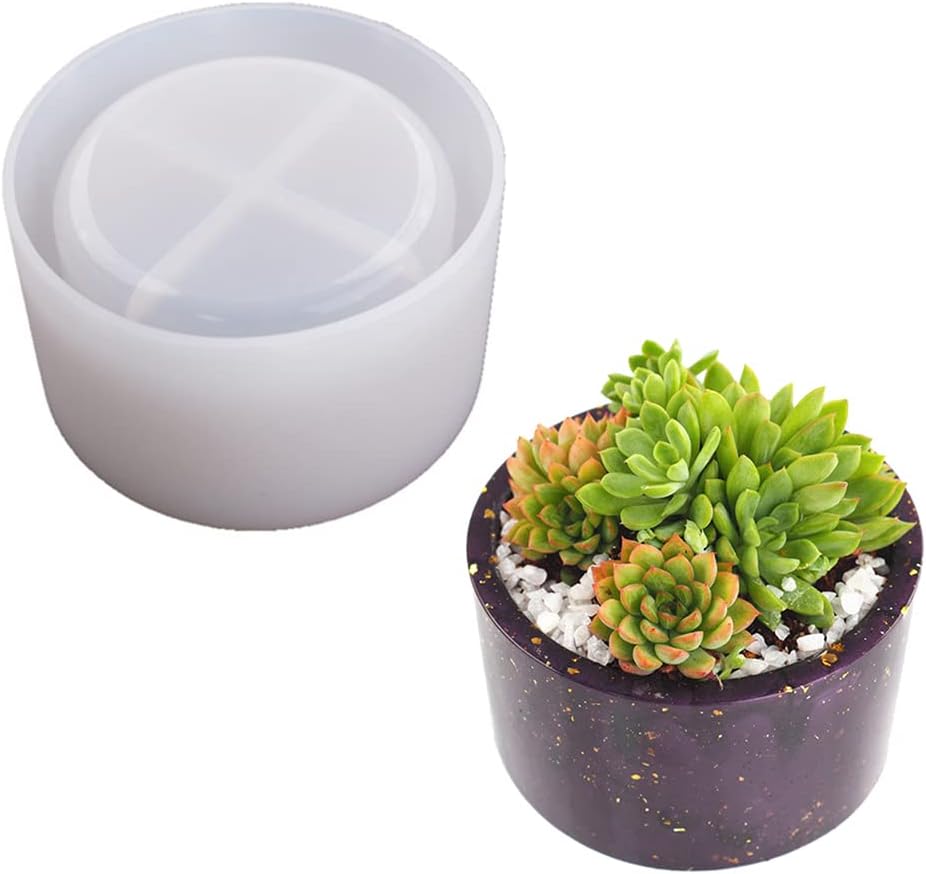 Molde redondo de resina para maceta, molde de resina cilíndrica de silicona, para bricolaje, macetas de jardinería, manualidades, decoración del