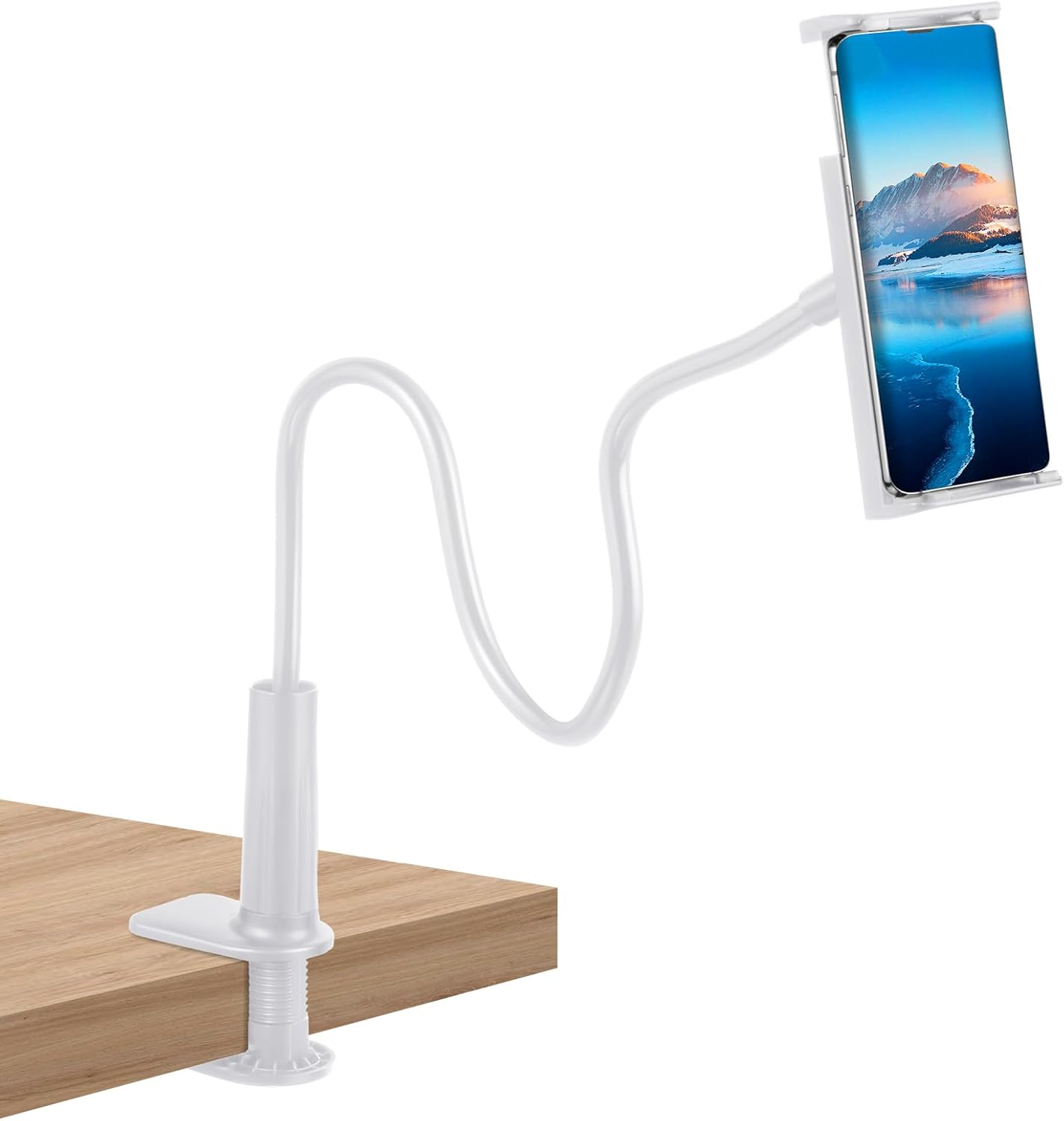 Kanayu Soporte de teléfono para escritorio, soporte de teléfono celular de cuello de cisne, soporte flexible de brazo largo perezoso, soporte