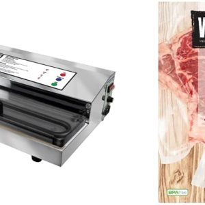 Weston Pro-2300 – Sellador al vacío de acero inoxidable y bolsas de alimentos Weston de 8 por 12 pulgadas, paquete de 100 unidades Weston Pro-2300 – Sellador al vacío de acero inoxidable y bolsas de alimentos Weston de 8 por 12 pulgadas, paquete de 100 unidades