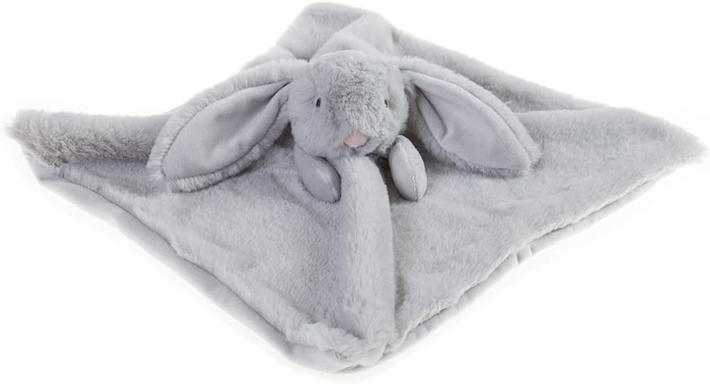 Apricot Lamb Manta de seguridad de animales de peluche, conejito gris, manta de seguridad para guardería, manta de lujo para acurrucarse de felpa