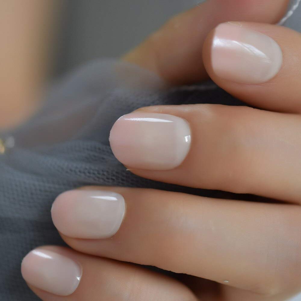 iBeautying – Uñas postizas a presión color rosa rubor degradado nude degradado  Uñas postizas iBeautying  Acabado de gel UV uñas de uso diario  Uñas