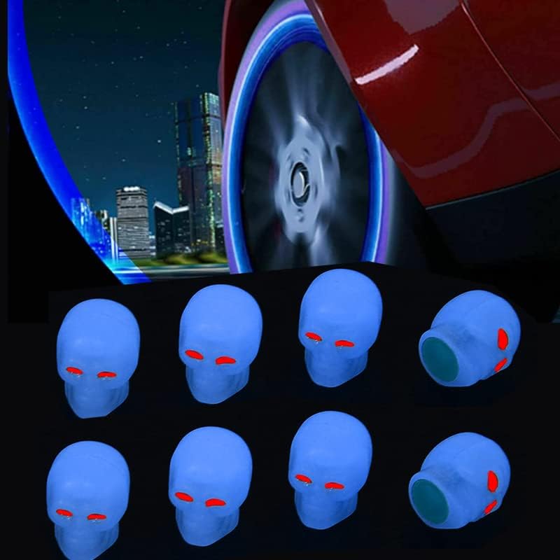 4 tapas universales fluorescentes para válvulas de neumáticos, tapas luminosas para válvulas de aire de neumáticos, cubiertas iluminadas para