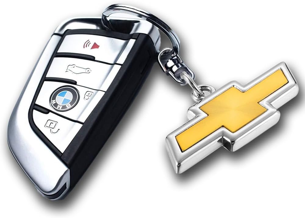 Llavero con logotipo de automóvil, aleación de metal cromado 3D, accesorios para automóvil (apto para Chevy)