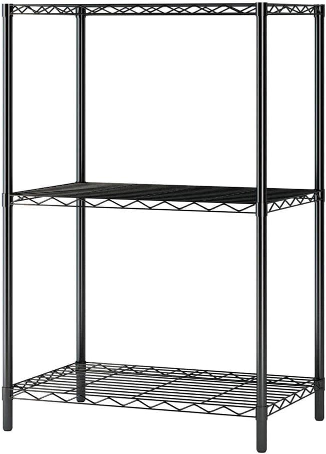 Estante de almacenamiento de 3 capas con revestimiento de plástico, 137.795 x 33.465 in, acabado negro elegante