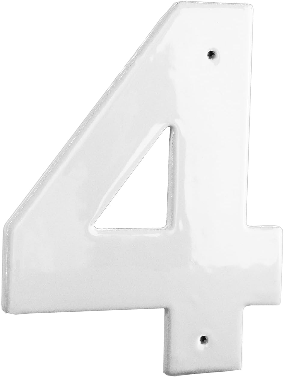 HHN-4-W-4 Placa de aluminio para exteriores de 4 pulgadas, mediana, números de casa blanca, 4 pulgadas