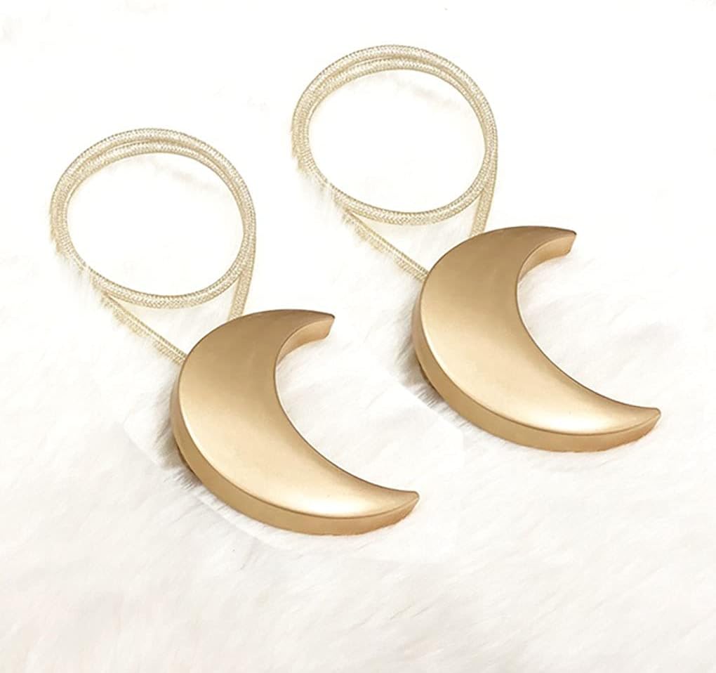 Alzapaños magnéticos de metal, 1 par de clips de metal para cortina de luna, sujetadores de cuerda, menisco, dorado, para cortinas decorativas para