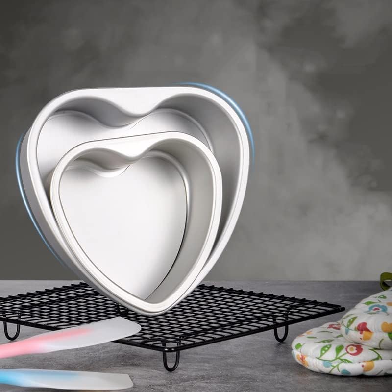 Molde de aluminio para pasteles en forma de corazón de varios tamaños, bandeja inferior extraíble, molde de aluminio para tartas, molde de pastel de