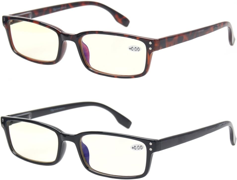 2 pares de gafas para computadora con protección UV, bloqueo de rayos azules, antirreflejo y resistentes a rayones, 1.75, Paquete de 2 colores