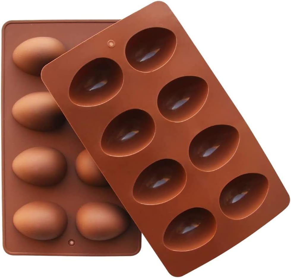 Molde de silicona para huevos de Pascua, moldes de chocolate de 8 cavidades, huevos de Pascua, moldes de silicona para mantequilla de maní,