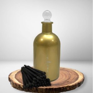 Frasco de vidrio de fósforos 6.5″ 70 Black Matches Striker en la parte inferior de la botella de oro Frasco de vidrio de fósforos 6.5″ 70 Black Matches Striker en la parte inferior de la botella de oro