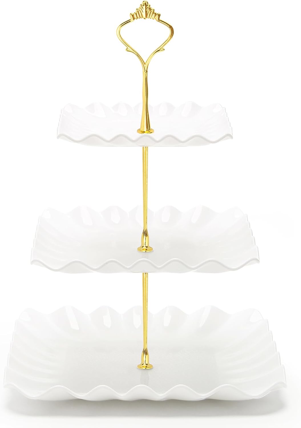 Coitak Soporte para cupcakes de 3 niveles, soporte de plástico escalonado, bandeja cuadrada para postres para fiestas de té, baby shower y boda