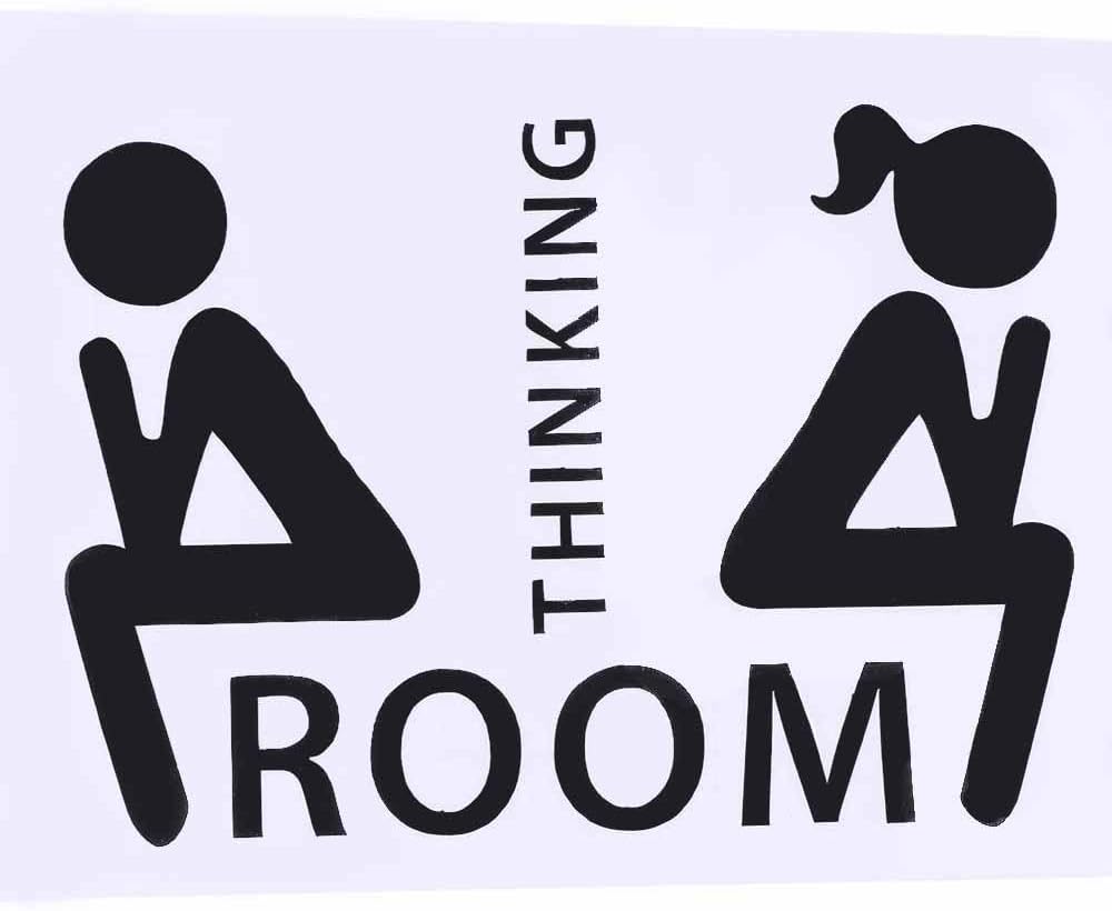 Leadigol Thinking Room – Calcomanías de pared de 2.8 x 3.9 in de PVC extraíbles, decoración de baño, calcomanías de decoración de inodoro, arte