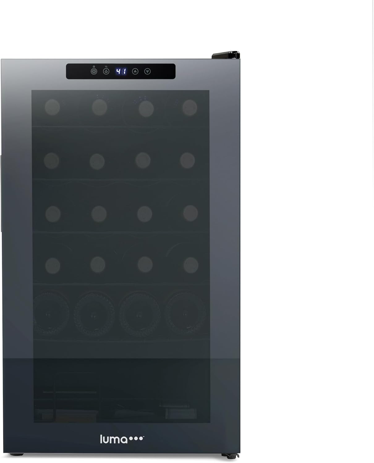 Shadow Series – Refrigerador de vino de 24 botellas, refrigerador de vino con espejo independiente con puerta de vidrio templado de doble capa y