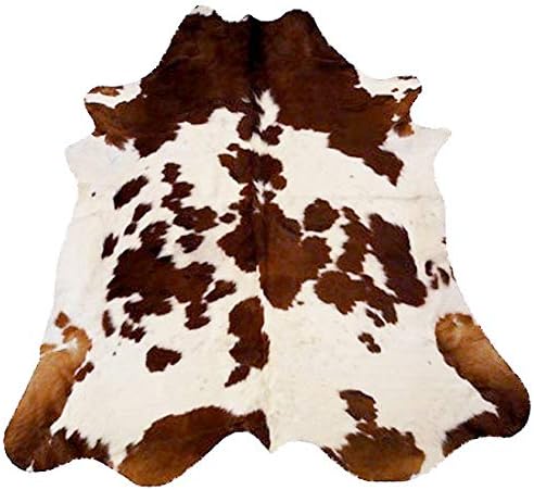 Alfombra de piel de vaca marrón y blanca, piel de vaca, piel de vaca, pequeña de 5 x 3 pies, piel natural de alta calidad, color marrón y blanco