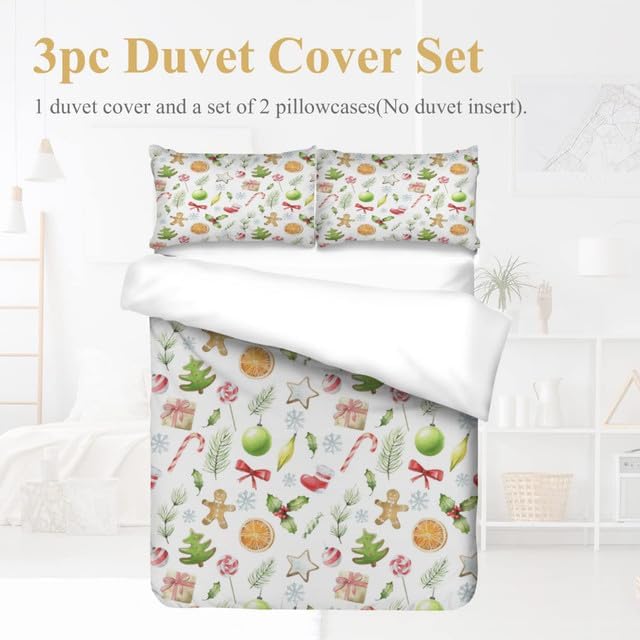 Bidesign Juego de funda de edredón con temática navideña para cama individual (1 funda de edredón + 2 fundas de almohada)