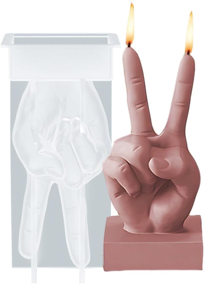 Molde de silicona en forma de mano, molde de vela de gestos creativos, molde de fundición de resina 3D para hacer velas y hornear, hacer jabón,